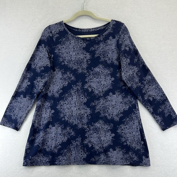 J. Jill Purejill Super Soft Tunic Top Sz L Petites Blue Scoop Neck L Sleeves EUC - Picture 1 of 8